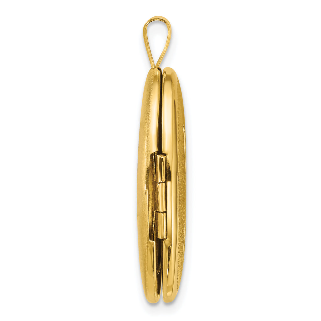 Sterling Silver Gold-plated Polished Front/Brushed Back Two Dolphins 20mm Oval Locket