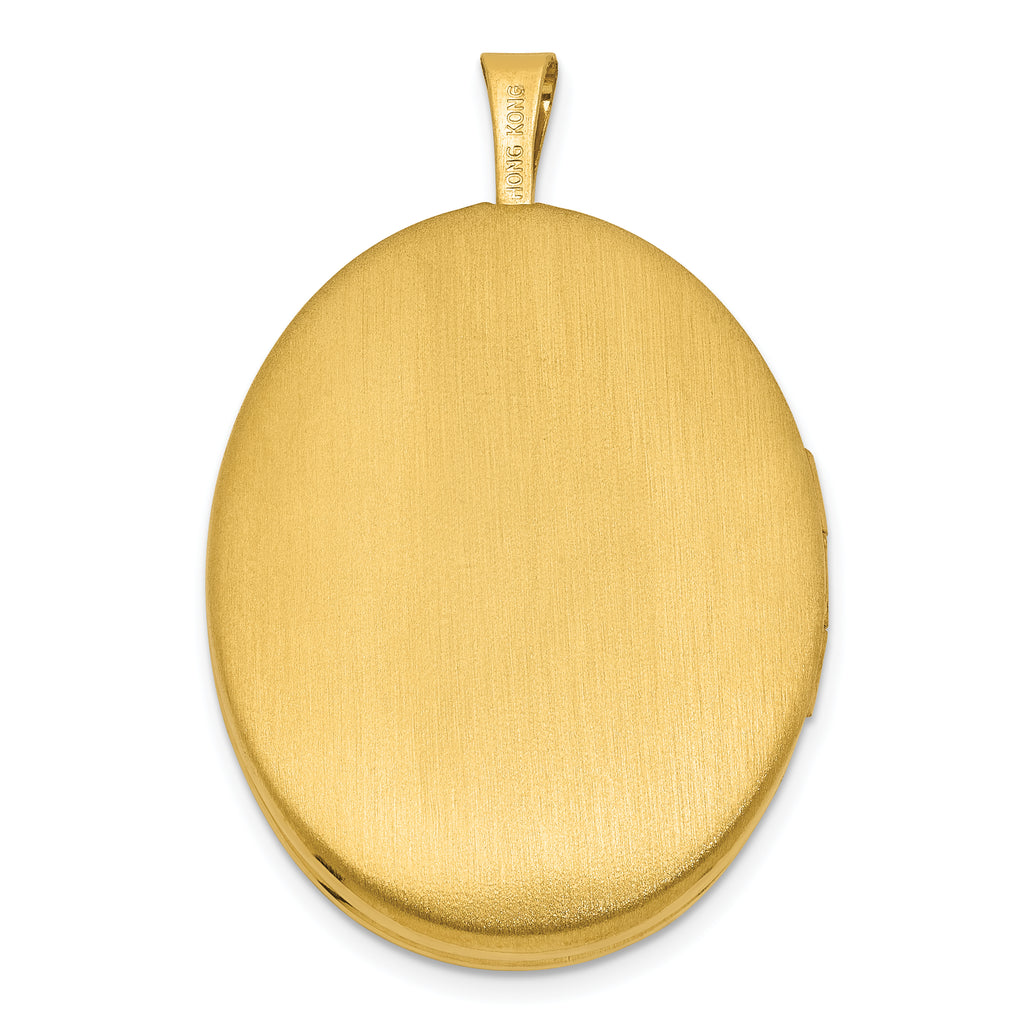 Sterling Silver Gold-plated Polished Front/Brushed Back Two Dolphins 20mm Oval Locket