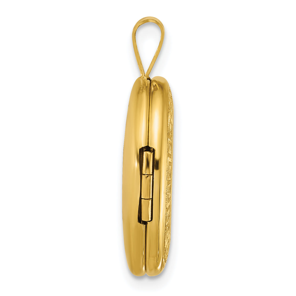Sterling Silver Gold-plated Polished Front/Brushed Back Greek Key 16mm Oval Locket