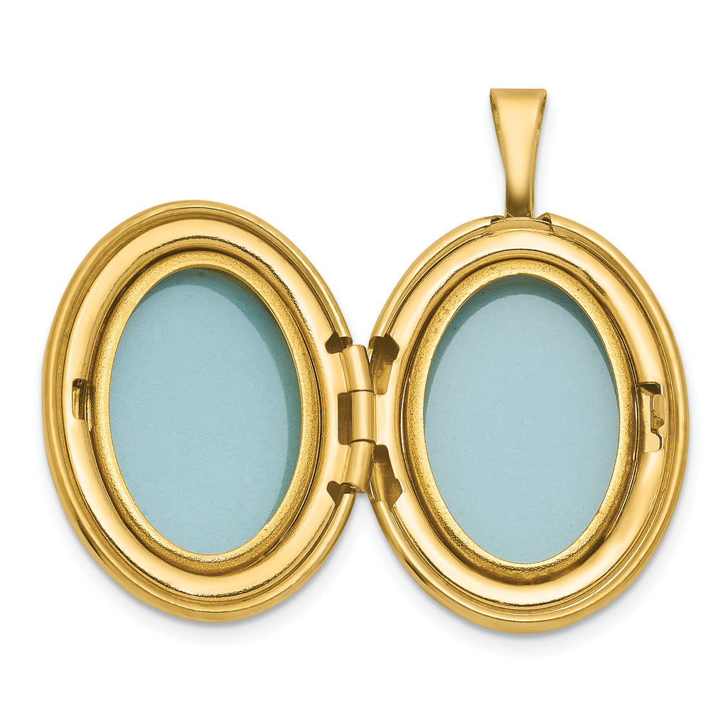 Sterling Silver Gold-plated Polished Front/Brushed Back Greek Key 16mm Oval Locket