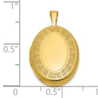 Sterling Silver Gold-plated Polished Front/Brushed Back Greek Key 16mm Oval Locket
