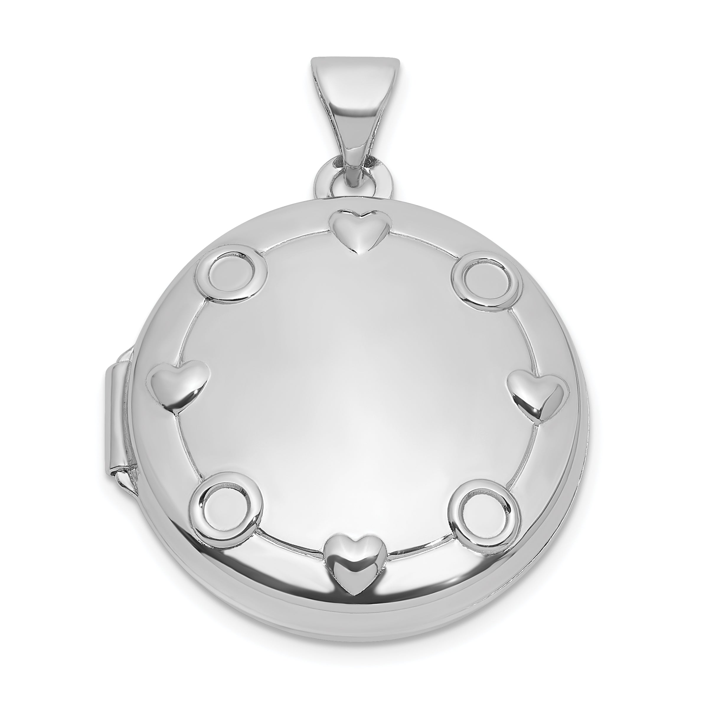 Sterling Silver Rhodium-plated OUR CIRCLE OF LOVE GOES AROUND AND NEVER ENDS Reversible 20mm Round Locket Main image