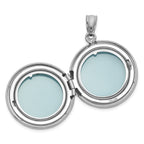 Sterling Silver Rhodium-plated Polished Front/Brushed Back Multi-Heart 20mm Round Locket