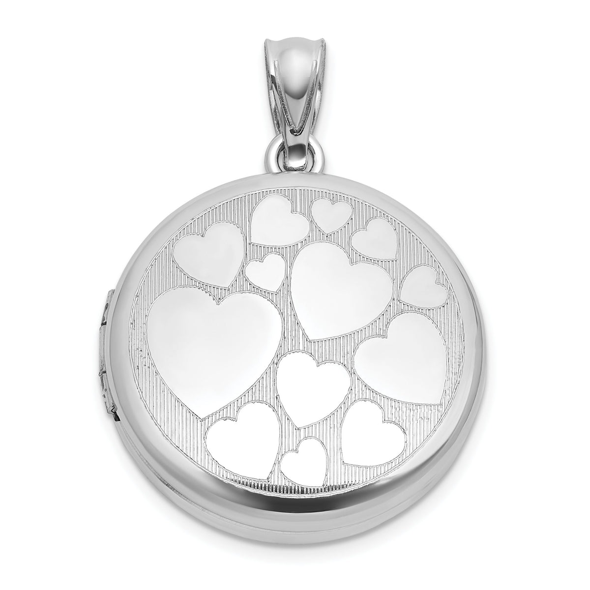 Multi-Heart Round Locket in Sterling Silver, 27mm - Sophia Jewelers Main image