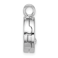 Sterling Silver Rhodium-plated Polished Star On 10mm Round Locket