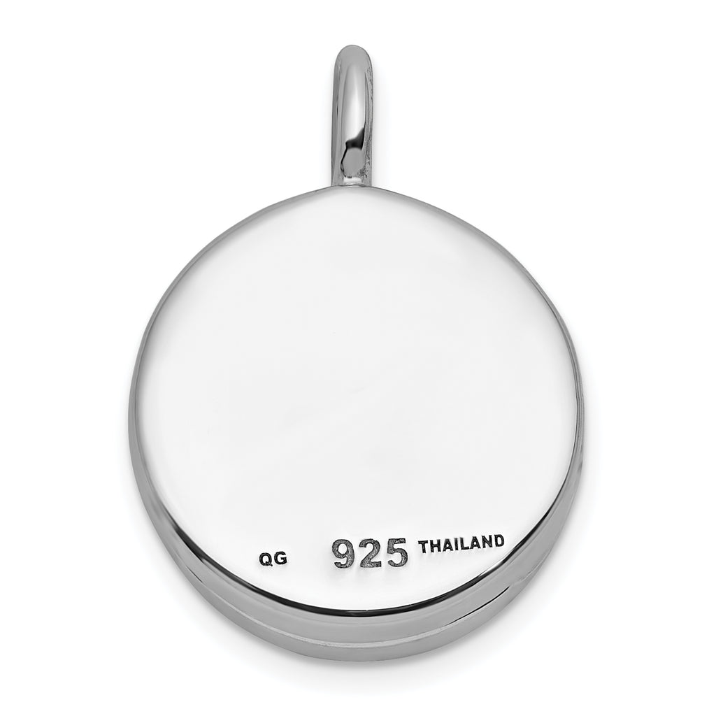 Sterling Silver Rhodium-plated Polished Star On 10mm Round Locket