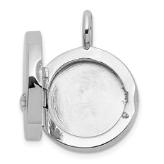 Sterling Silver Rhodium-plated Polished Star On 10mm Round Locket