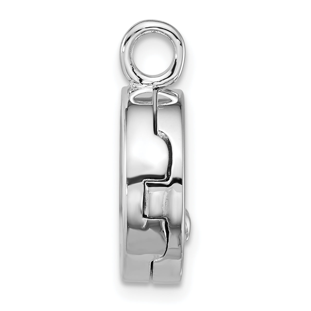 Sterling Silver Rhodium-plated Polished Heart On 10mm Round Locket Secondary image