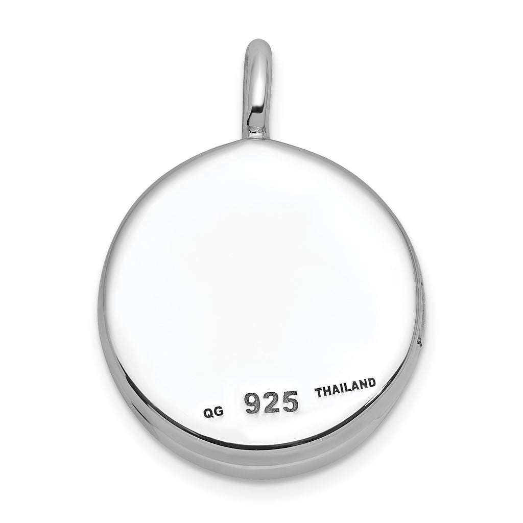 Sterling Silver Rhodium-plated Polished Heart On 10mm Round Locket