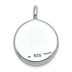 Sterling Silver Rhodium-plated Polished Heart On 10mm Round Locket
