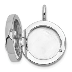 Sterling Silver Rhodium-plated Polished Heart On 10mm Round Locket