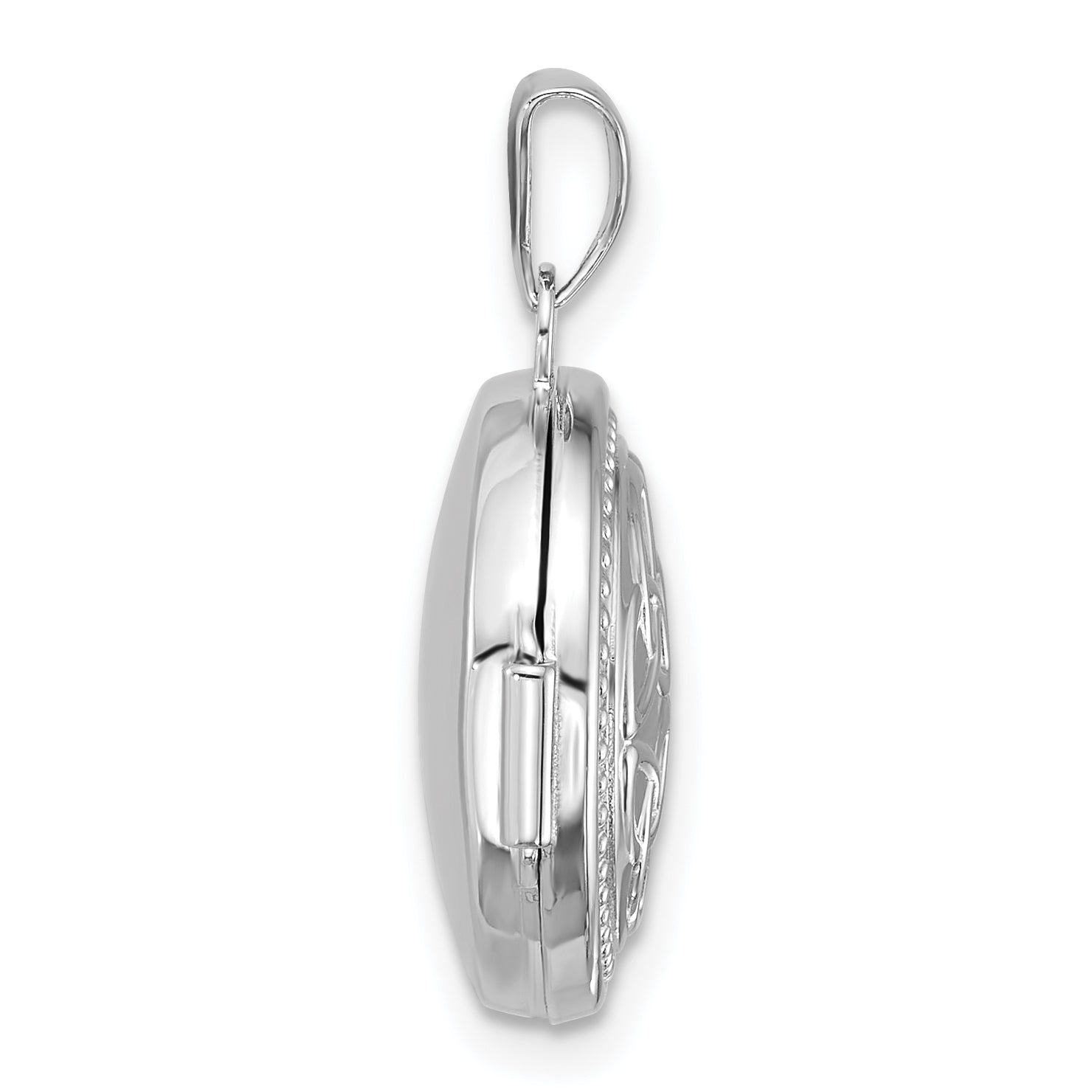 Sterling Silver Rhodium-plated Polished 16mm Celtic Knot Design Round Locket Secondary image