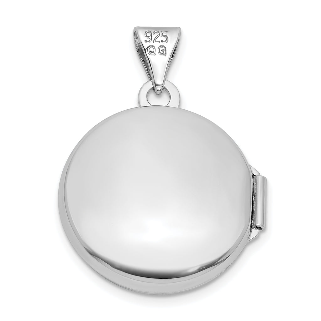 Sterling Silver Rhodium-plated Polished Tree Of Life 16mm Round Locket