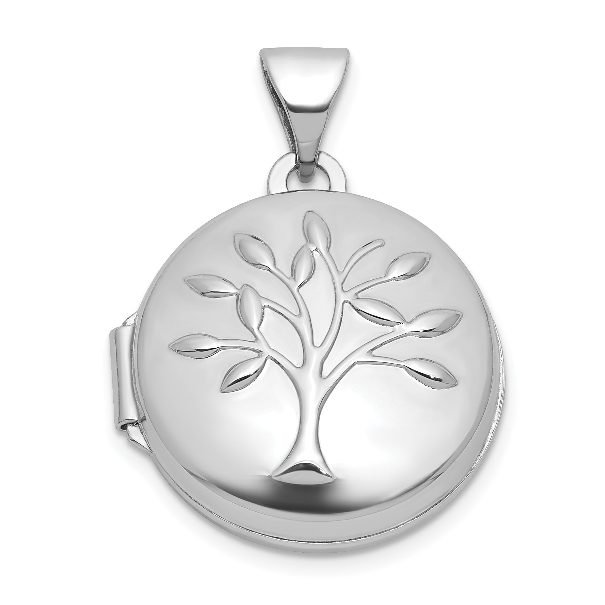 Sterling Silver Rhodium-plated Polished Tree Of Life 16mm Round Locket Main image