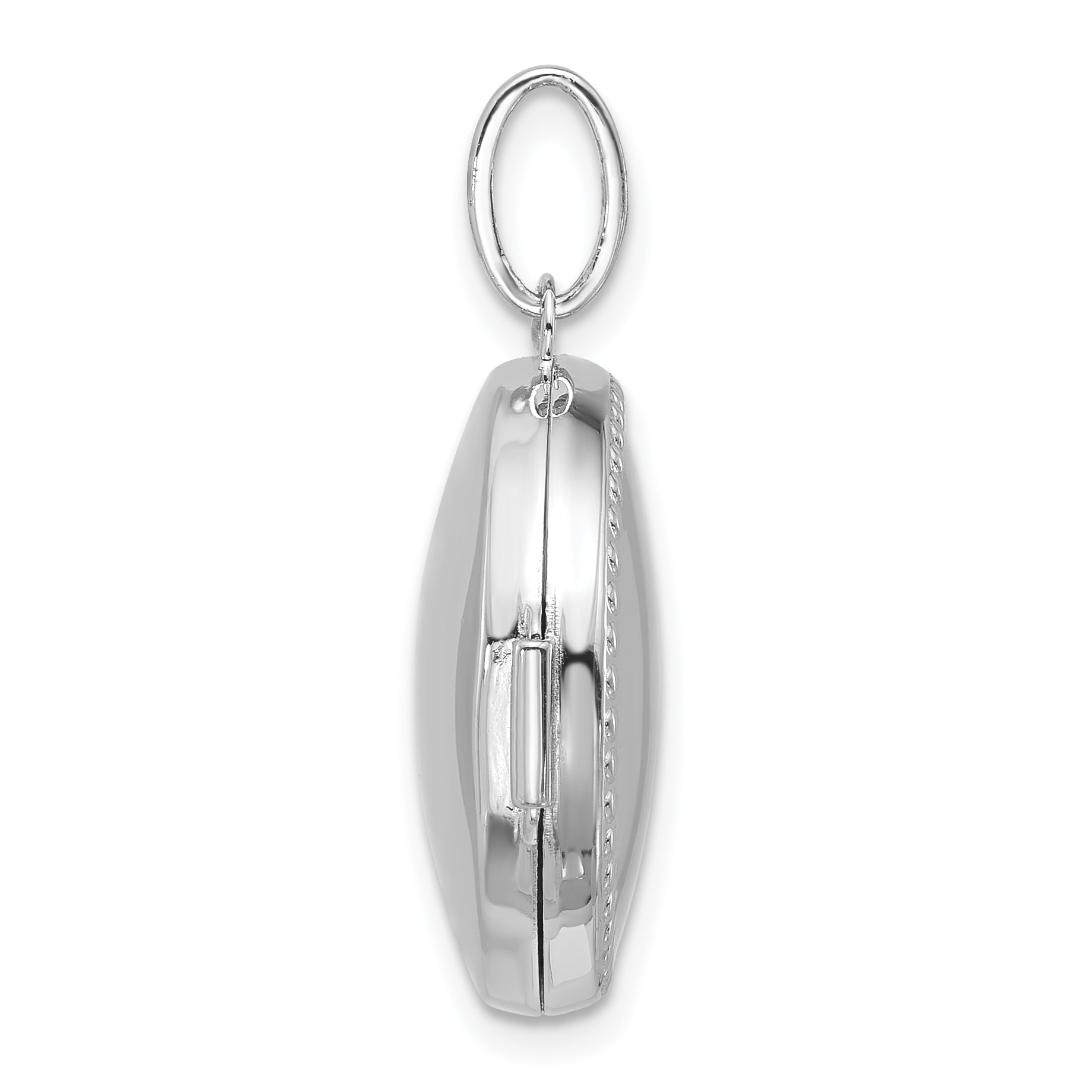 Sterling Silver Rhodium-plated Polished with Beaded Border 20mm Round Locket Secondary image