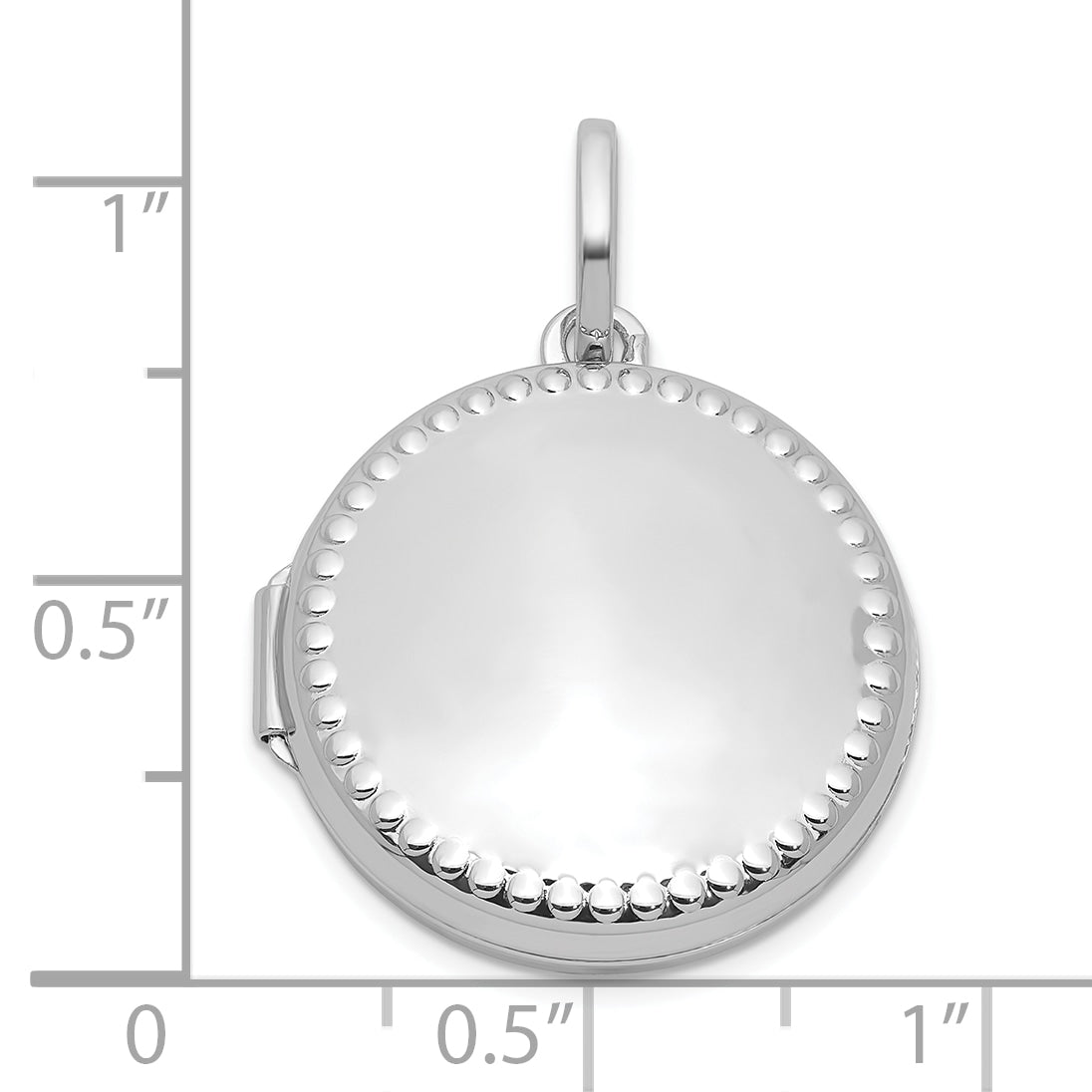 Sterling Silver Rhodium-plated Polished with Beaded Border 20mm Round Locket