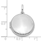 Sterling Silver Rhodium-plated Polished with Beaded Border 20mm Round Locket