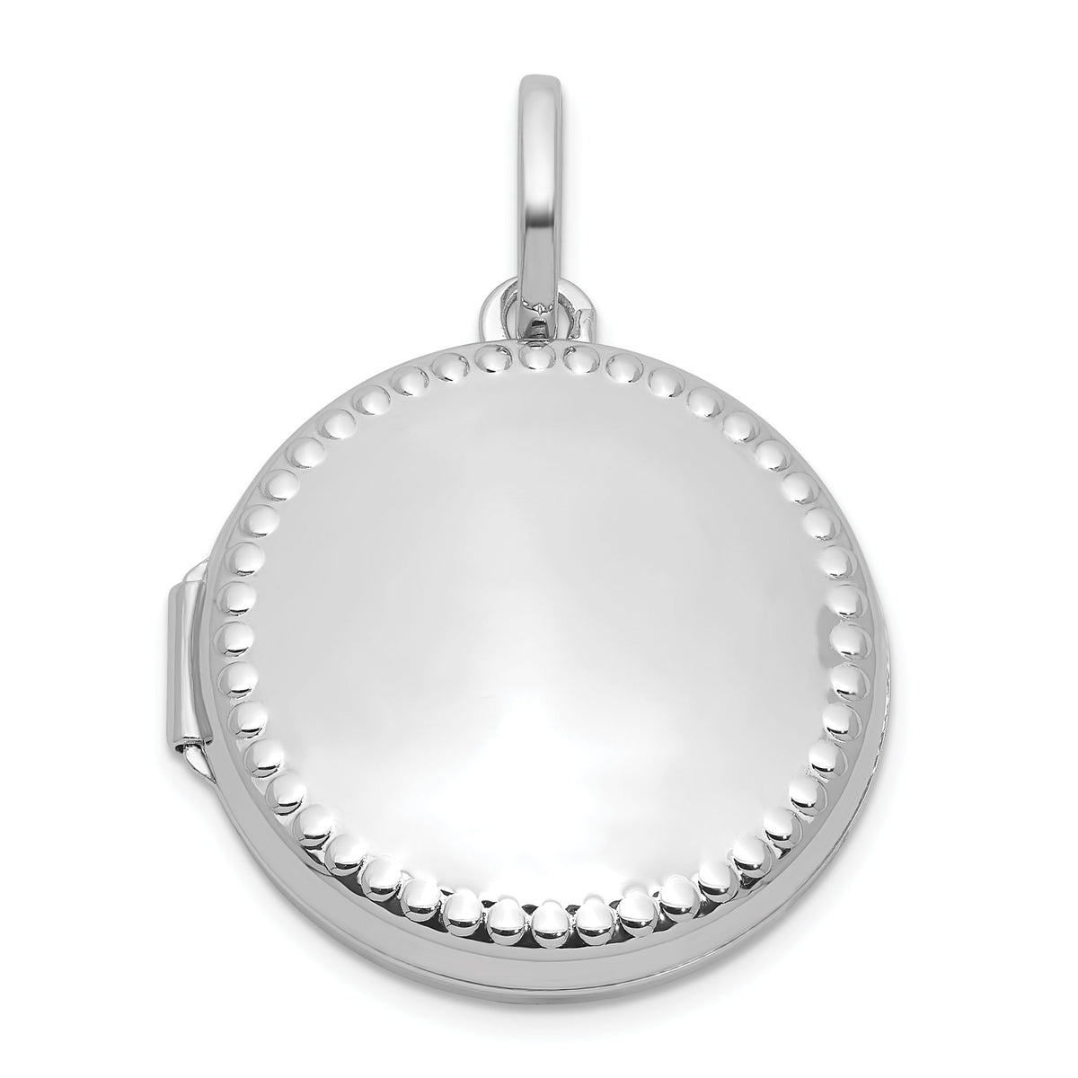 Beaded Border Round Locket in Sterling Silver, 29mm - Sophia Jewelers Main image