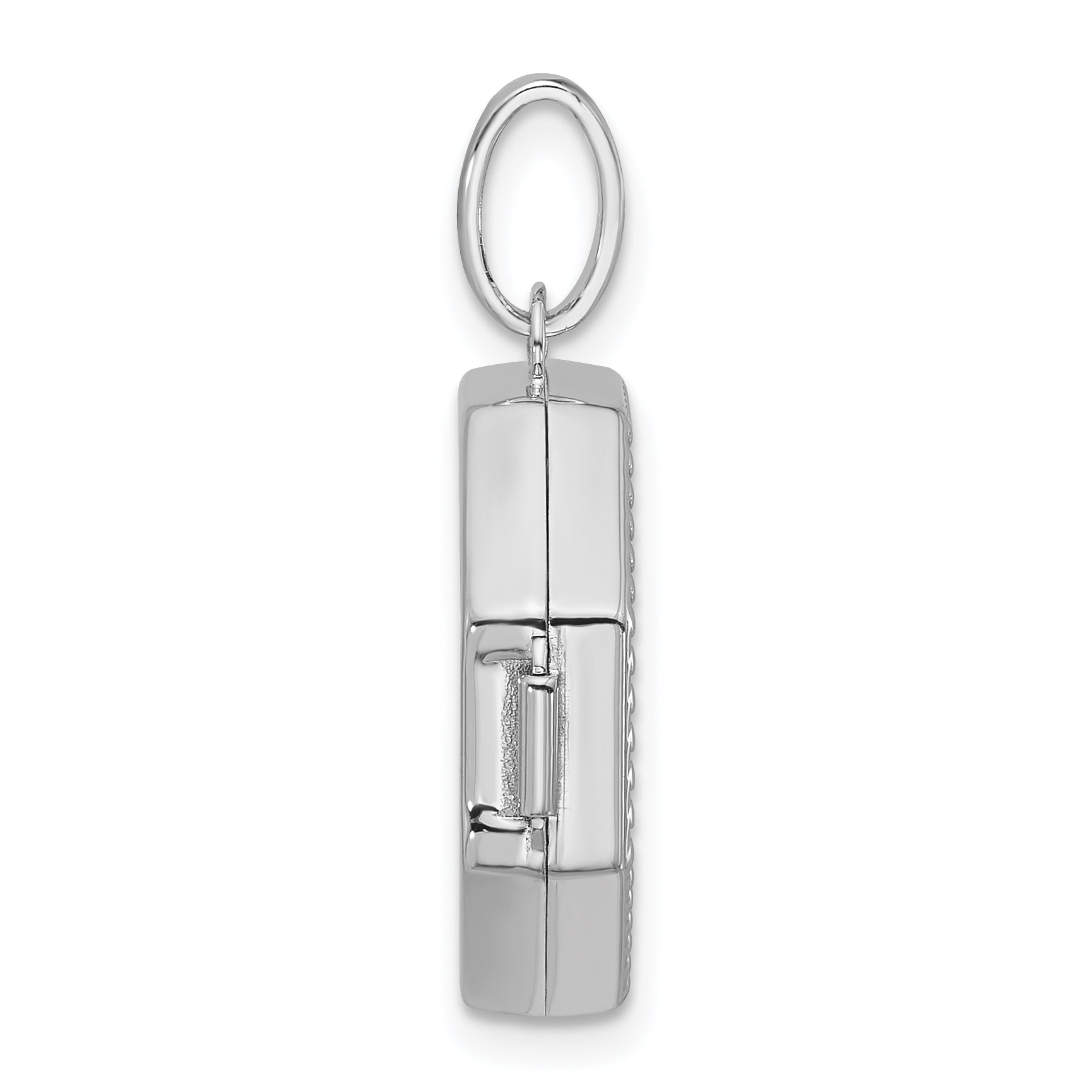 Sterling Silver Rhodium-plated Polished with Beaded Border 18mm Octagon Shaped Locket Secondary image