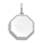 Sterling Silver Rhodium-plated Polished with Beaded Border 18mm Octagon Shaped Locket