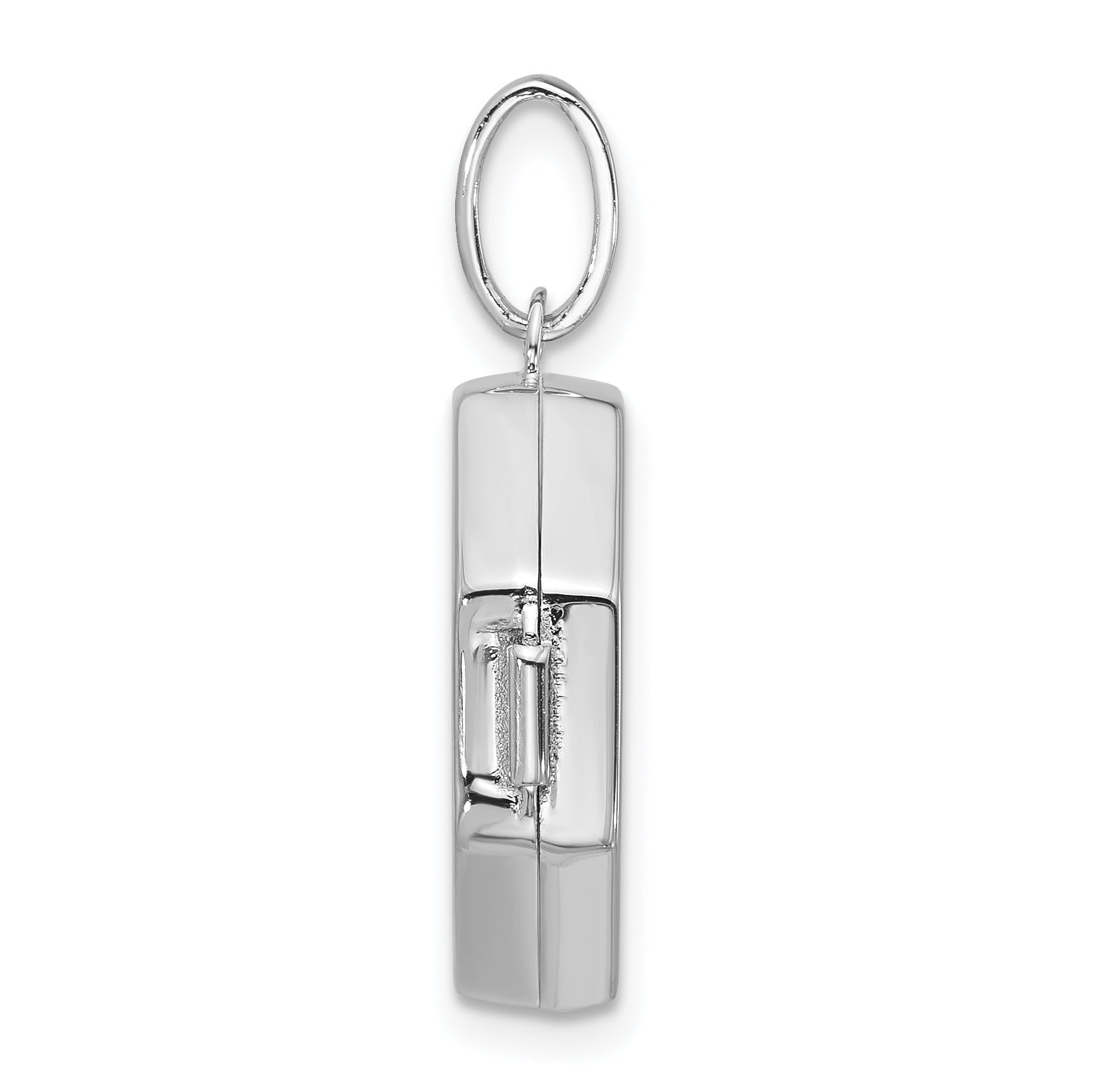 Sterling Silver Rhodium-plated Reversible 18mm Octagon Shaped Locket Secondary image