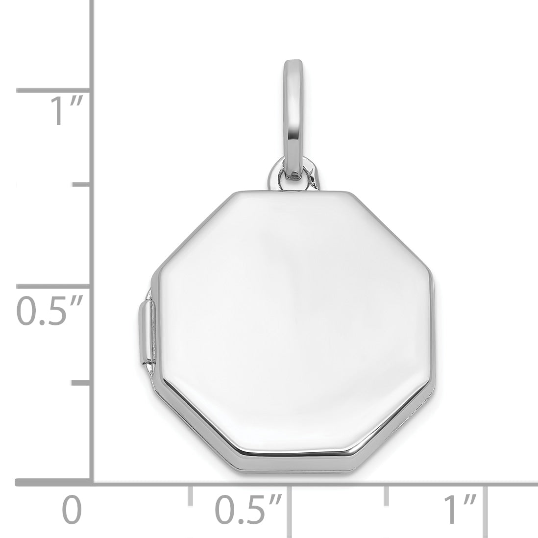 Sterling Silver Rhodium-plated Reversible 18mm Octagon Shaped Locket