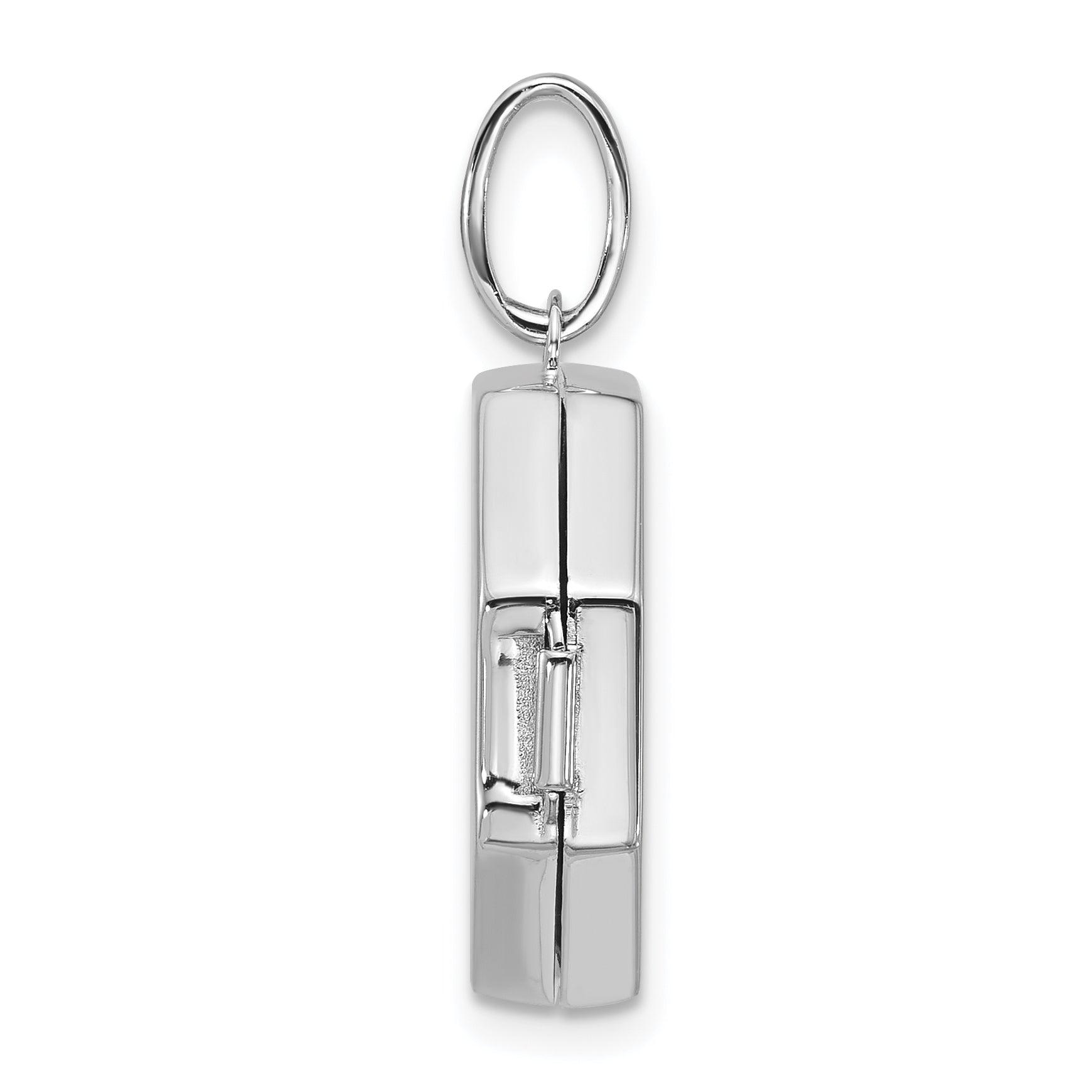 Sterling Silver Rhodium-plated Half Point Diamond with Star 18mm Octagon Shaped Locket Secondary image