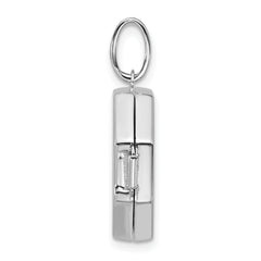 Sterling Silver Rhodium-plated Half Point Diamond with Star 18mm Octagon Shaped Locket