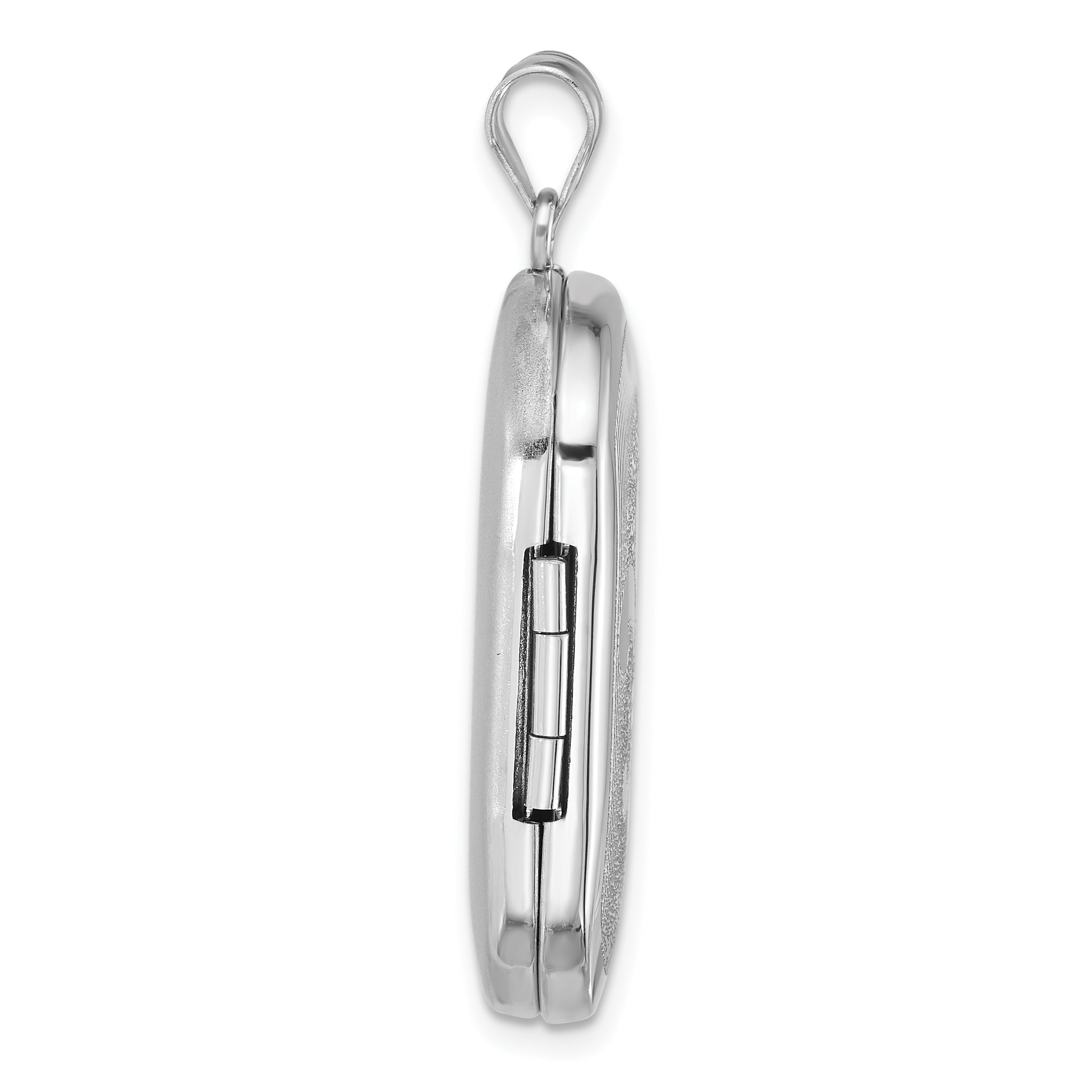 Sterling Silver Rhodium-plated Polished Front/Brushed Back Fleur De Lis 20mm Rectangle Locket Secondary image