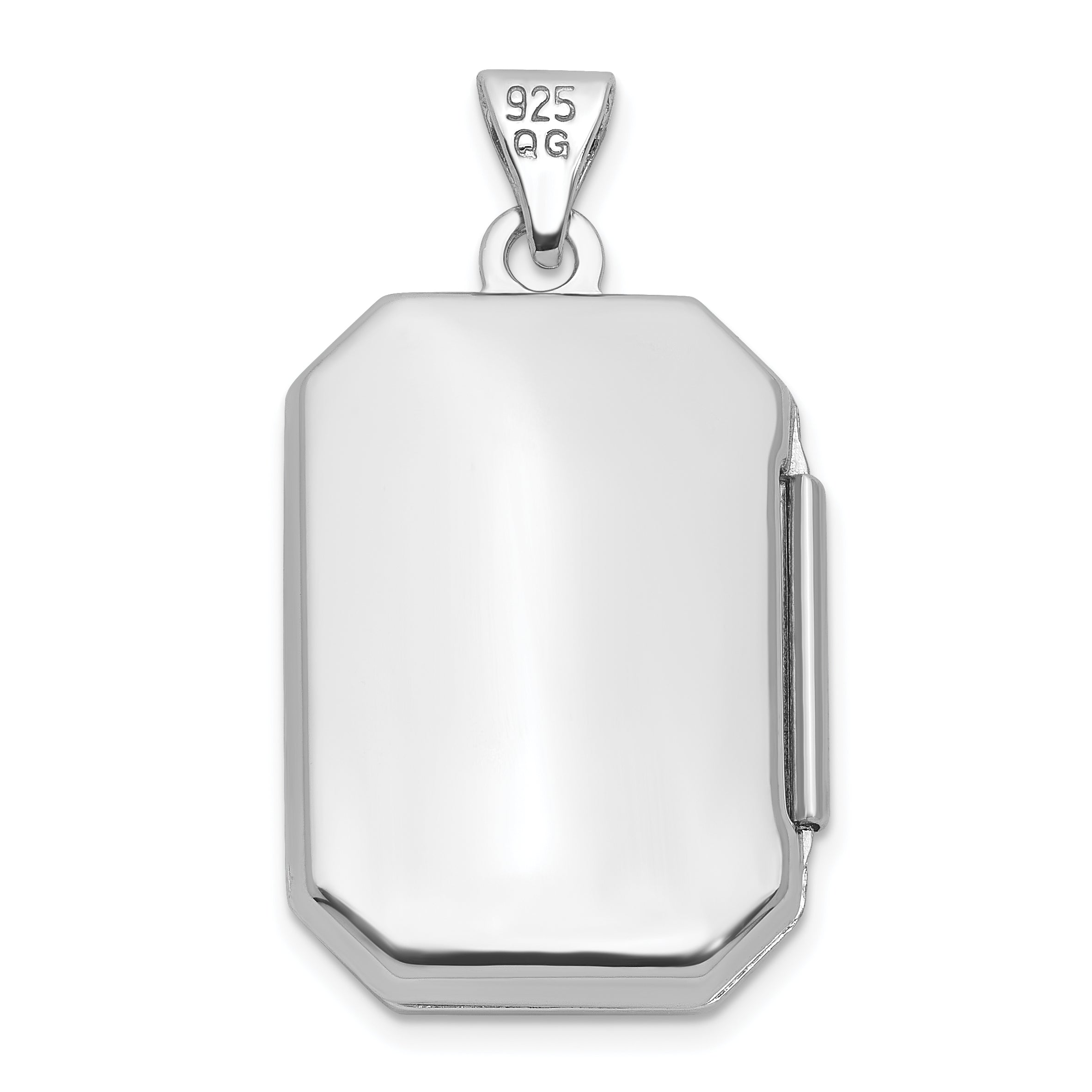 Sterling Silver Rhodium-plated Half Point Diamond Flower And Star 20mm Rectangle Locket