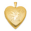 Sterling Silver Gold-plated Polished Front/Brushed Back Unicorn/Alicorn 20mm Heart Locket