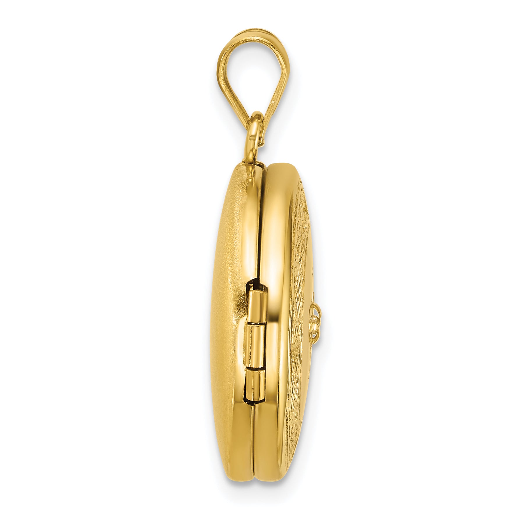 Sterling Silver Gold-plated Polished Front/Brushed Back 1/20 carat Diamond with Celtic Knot Border 20mm Round Locket Secondary image