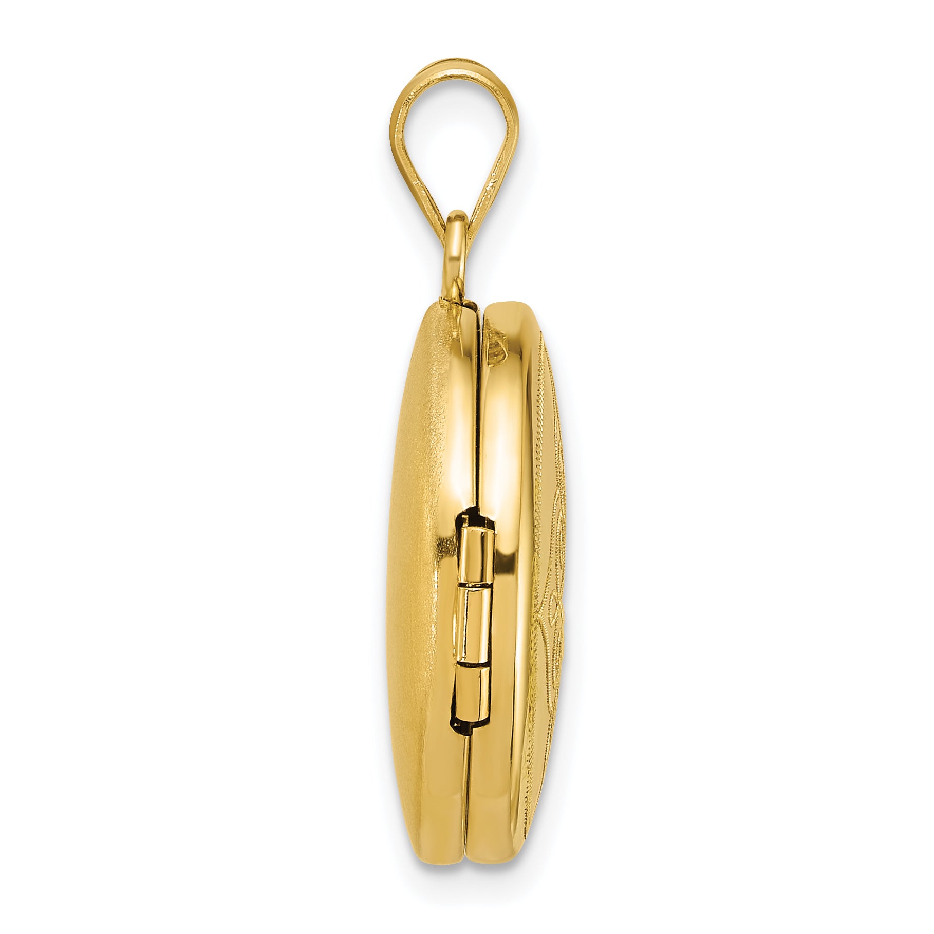 Sterling Silver Gold-plated Polished Front/Brushed Back Fancy Lace Design 20mm Round Locket Secondary image