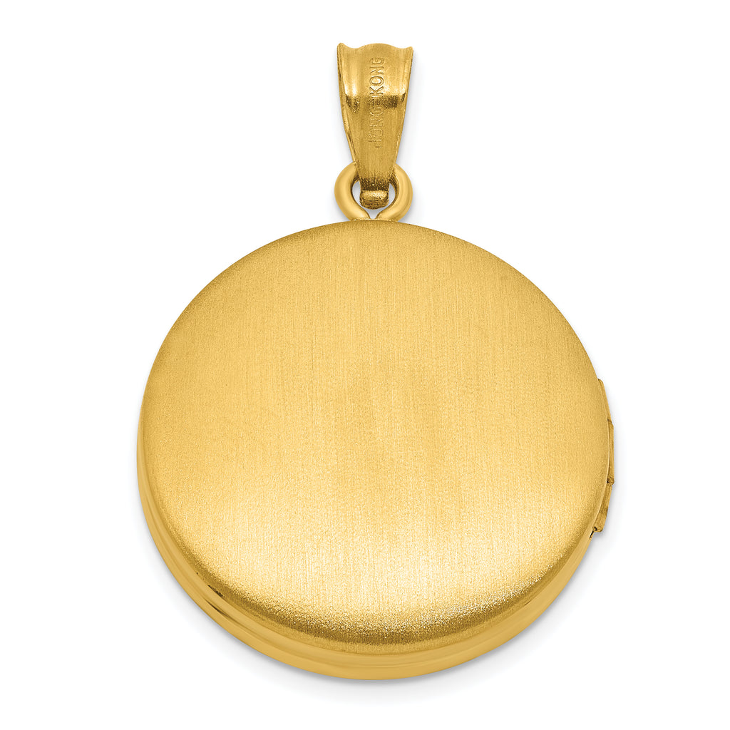Sterling Silver Gold-plated Polished Front/Brushed Back Fancy Lace Design 20mm Round Locket