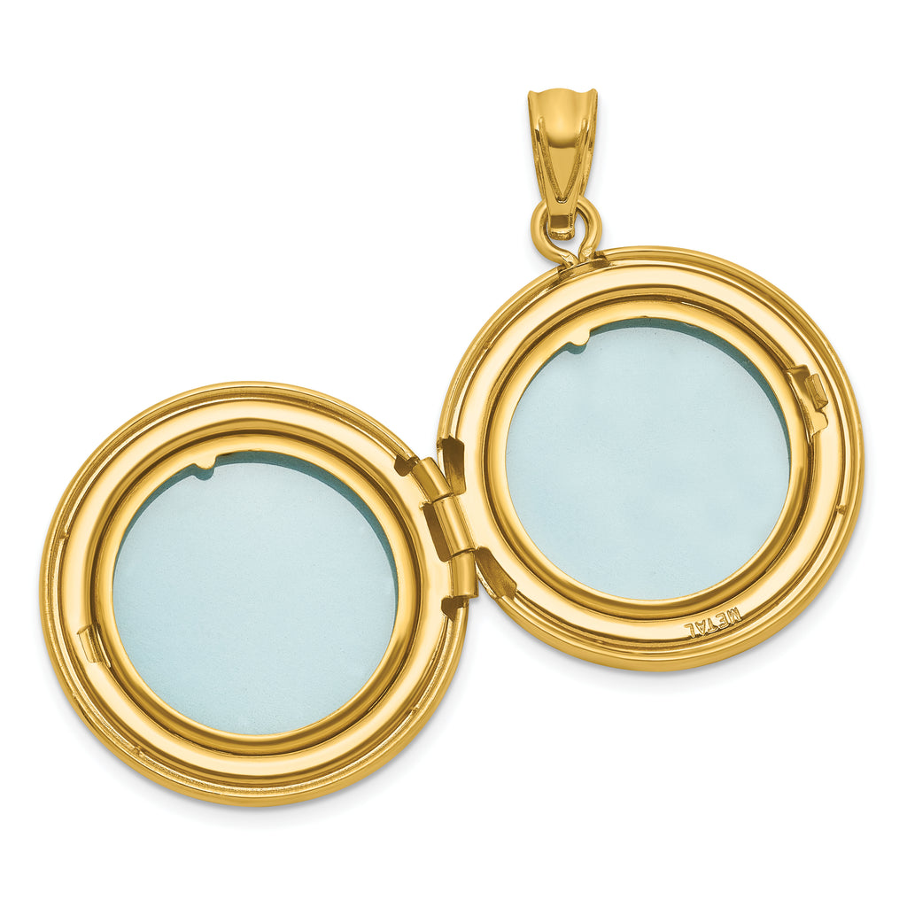 Sterling Silver Gold-plated Polished Front/Brushed Back Fancy Lace Design 20mm Round Locket