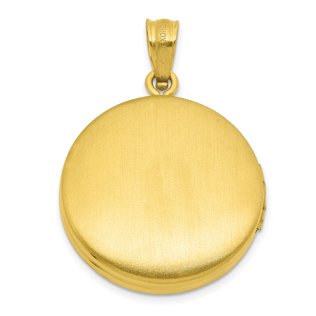 Sterling Silver Gold-plated Polished Front/Brushed Back Paw Print 20mm Round Locket