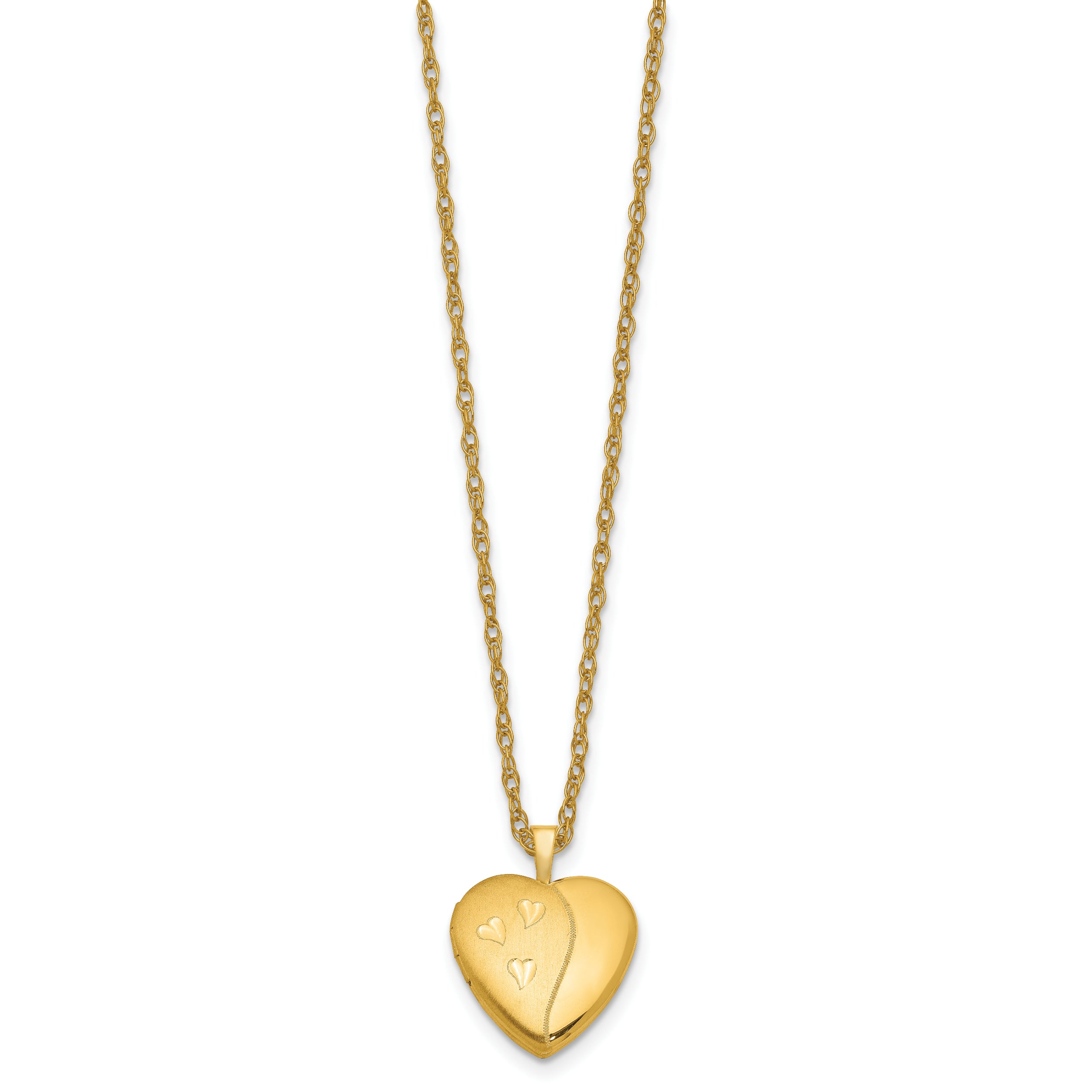 1/20 14K Gold Filled 16mm Satin and Polished Heart Locket Necklace
