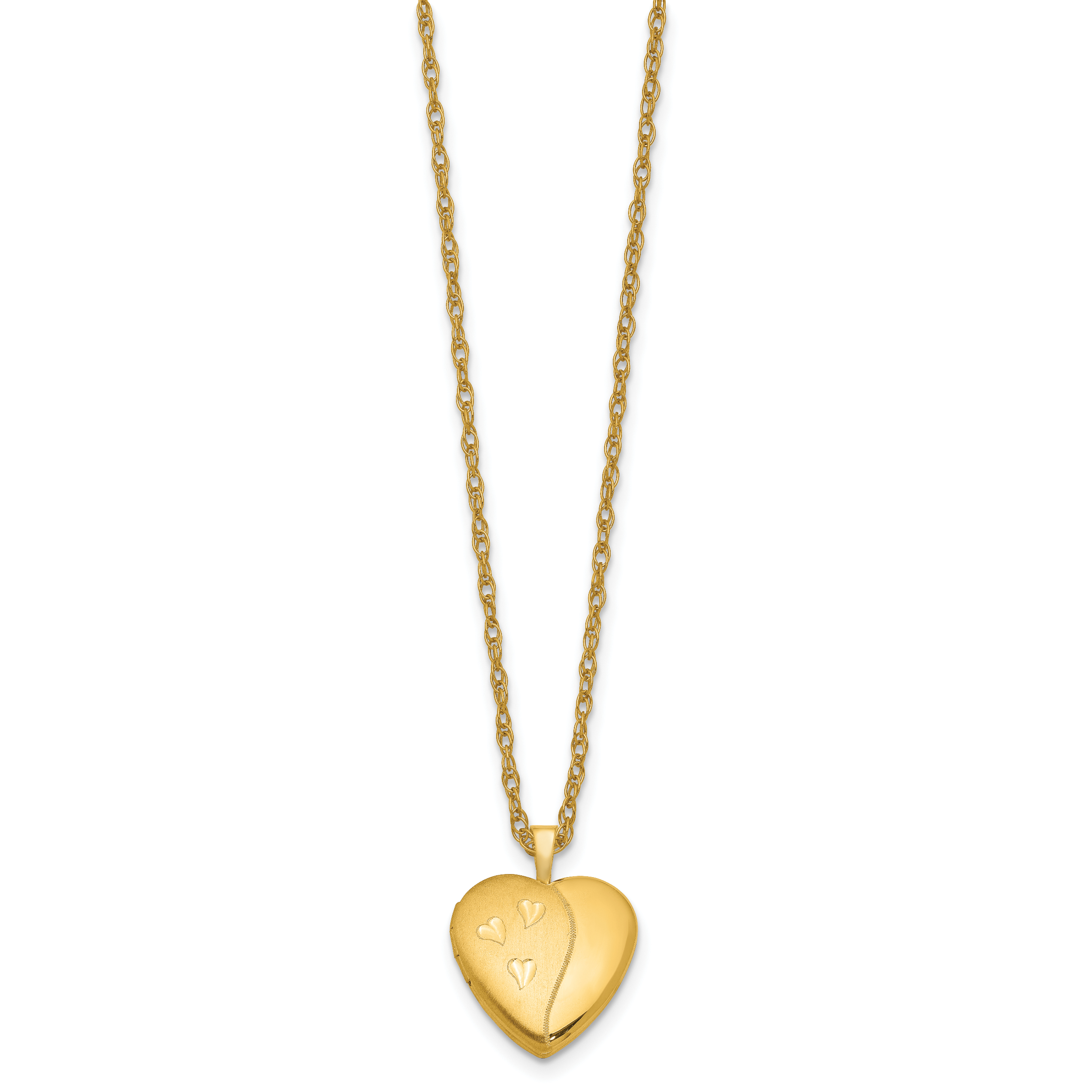 1/20 14K Gold Filled 16mm Satin and Polished Heart Locket Necklace Secondary image