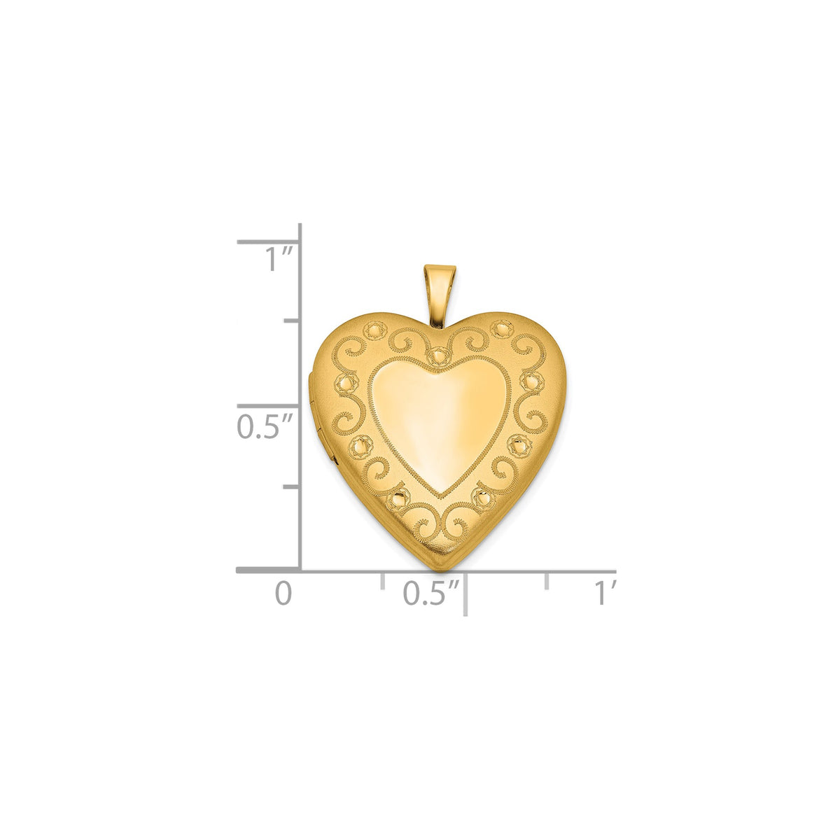 Heart Locket in Gold-Plated Sterling Silver, Diamond-Cut - Sophia Jewelers