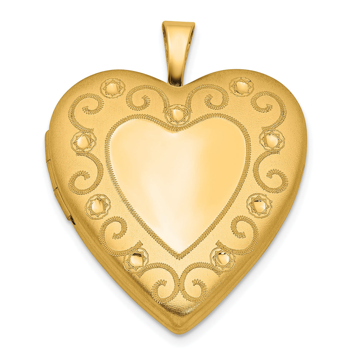 Heart Locket in Gold-Plated Sterling Silver, Diamond-Cut - Sophia Jewelers Main image
