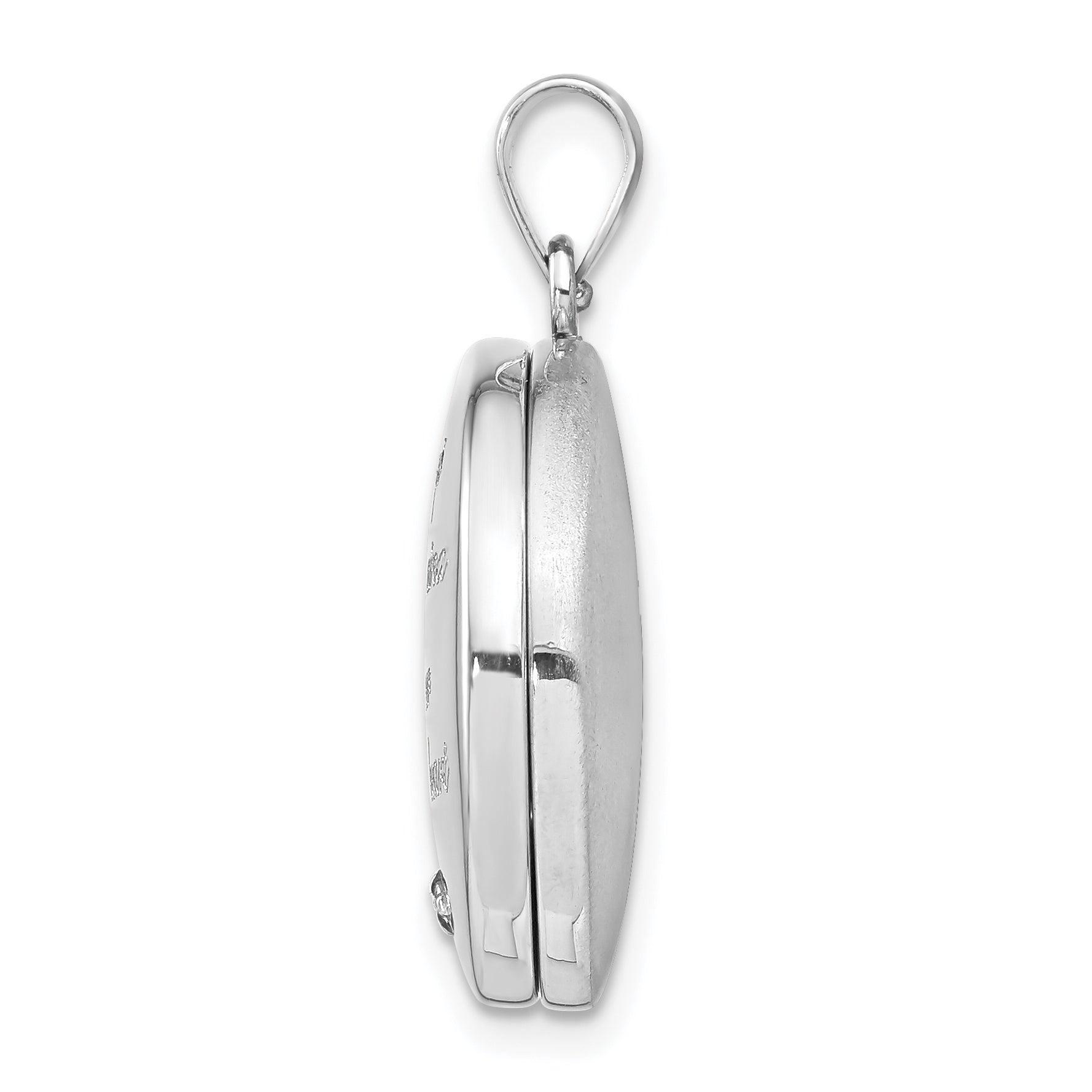 Sterling Silver Rh-pltd 20mm Diamond Always On My Mind Round Locket Secondary image