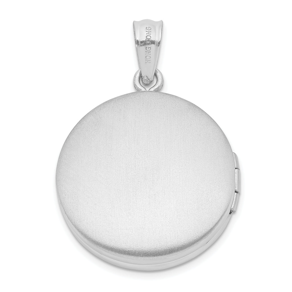 Sterling Silver Rh-pltd 20mm Diamond Always On My Mind Round Locket