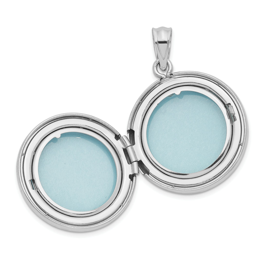 Sterling Silver Rh-pltd 20mm Diamond Always On My Mind Round Locket