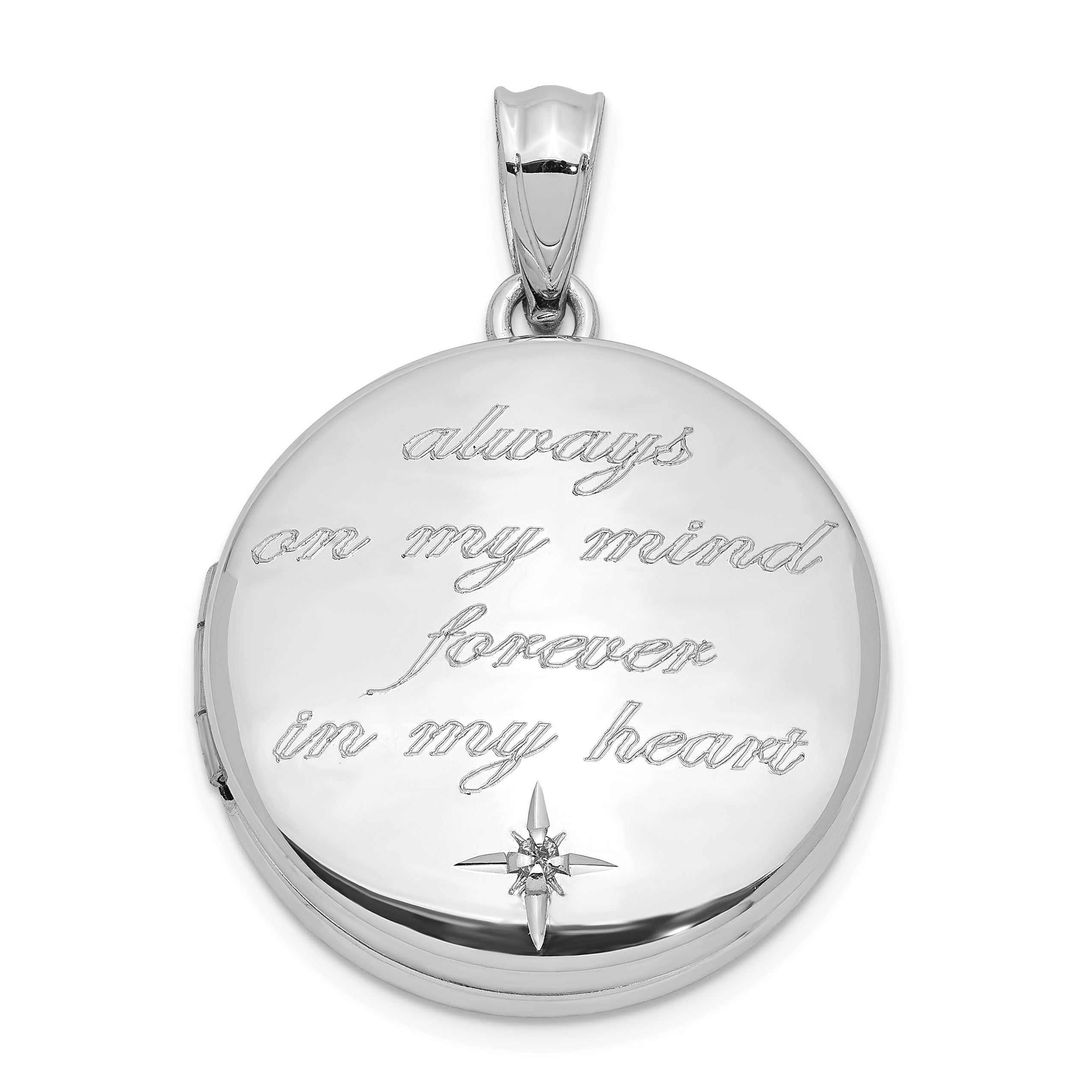 Sterling Silver Rh-pltd 20mm Diamond Always On My Mind Round Locket Main image