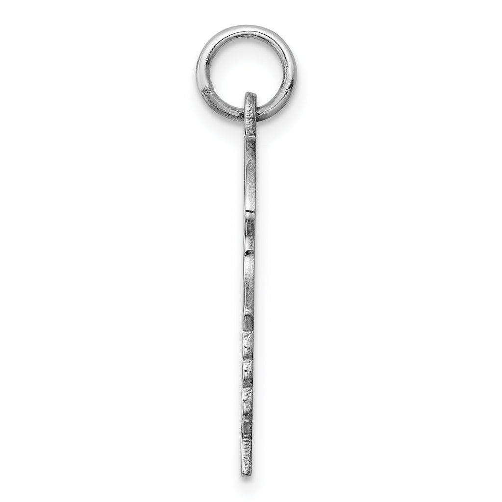 Sterling Silver Rhod-plate Eng. Girl Polish Front/Satin Back Disc Charm