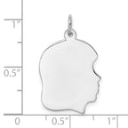 Sterling Silver Rhod-plate Eng. Girl Polish Front/Satin Back Disc Charm