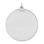 Sterling Silver Rhod-plated Eng. Rnd Polish Front/Satin Back Disc Charm