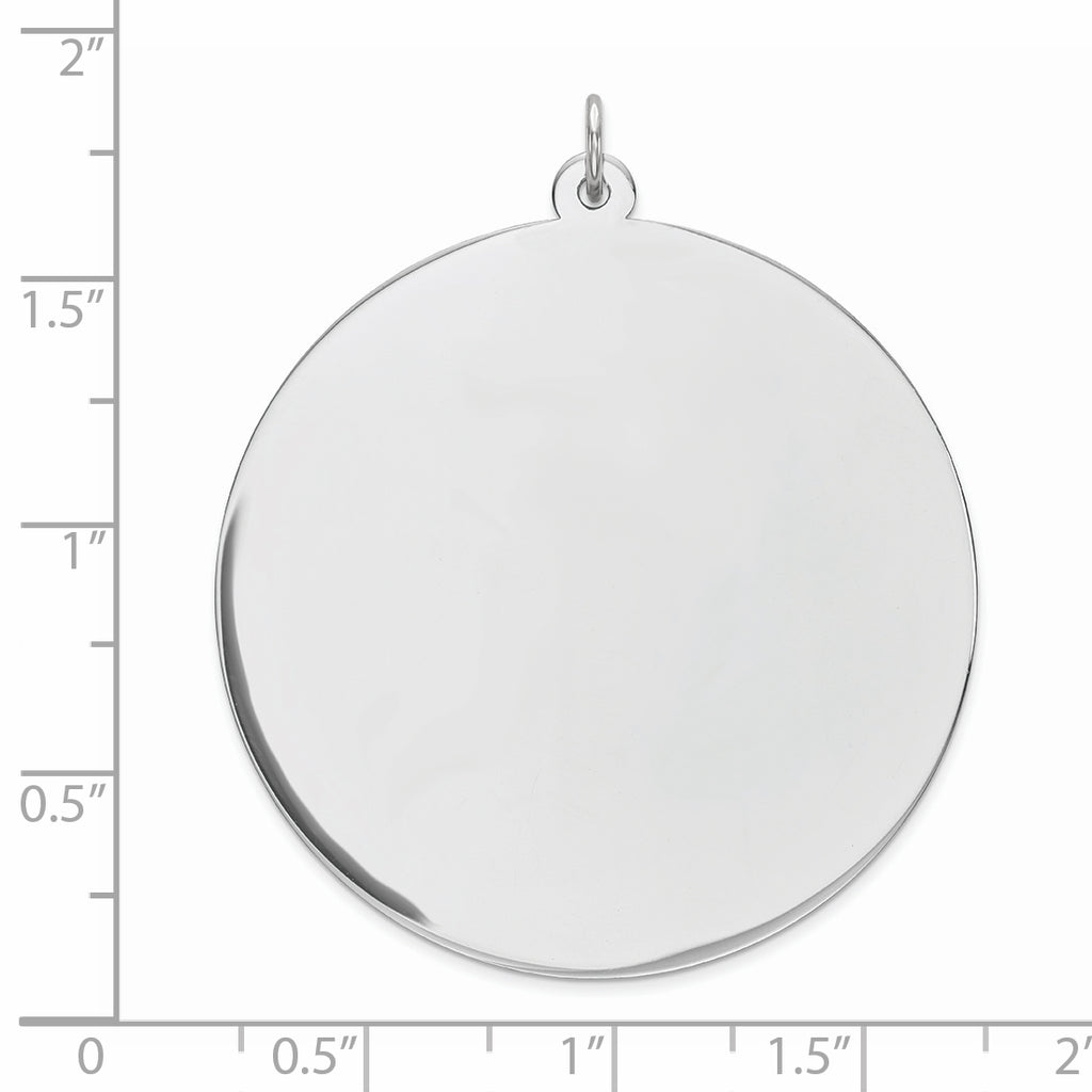 Sterling Silver Rhod-plated Eng. Rnd Polish Front/Satin Back Disc Charm