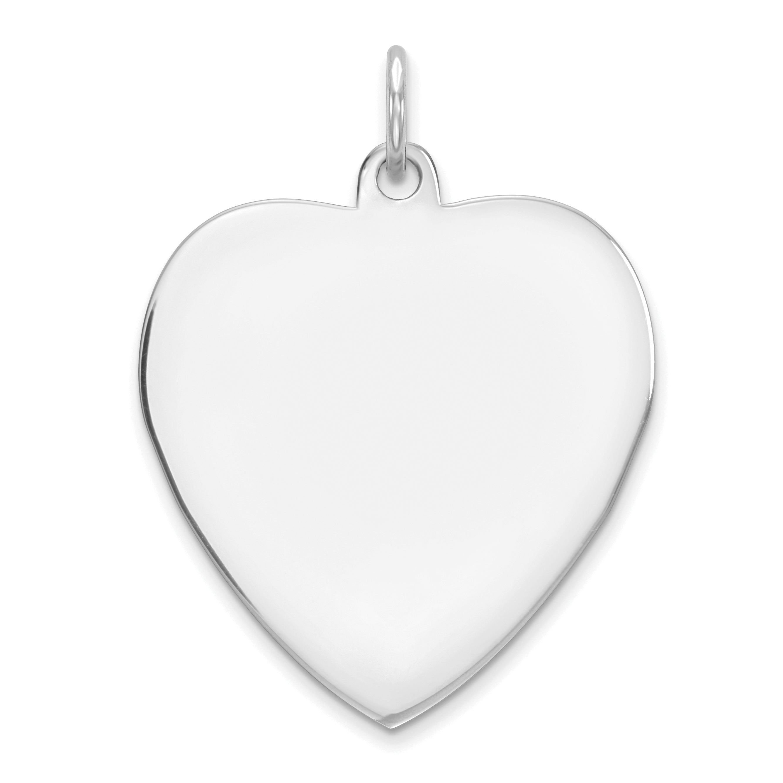 SS Rh-plt Engraveable Heart Polished Front/Satin Back Disc Charm Main image