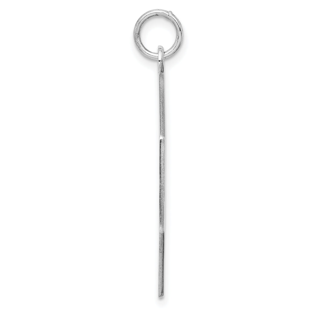 SS Rh-plt Engraveable Octagon Polished Front/Satin Back Disc Charm